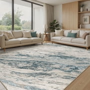 MICGEEK 9x12 Washable Area Rugs for Living Room, Modern Abstract Printed Rug, Vacuum-Friendly, Non Slip Indoor Rug for Bedroom Dining Room Home Decor Carpet, Blue/Brown deal from Walmart