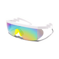 thumbnail image 1 of MICHAEL 80s Retro UV400 Throwback Flat Top ZigZag Arms Mirrored Sunglasses, 1 of 1