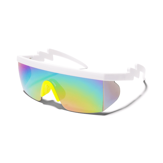 MICHAEL 80s Retro UV400 Throwback Flat Top ZigZag Arms Mirrored Sunglasses