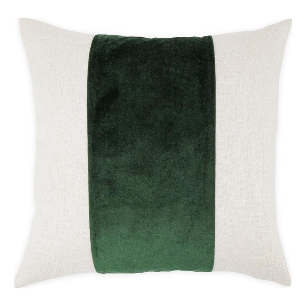 Caleb 21x21" Square Cloud White and Forest Green Velvet Pillow