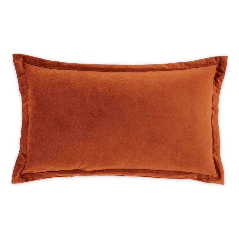Paprika Orange Velvet Rectangular Throw Pillow Set