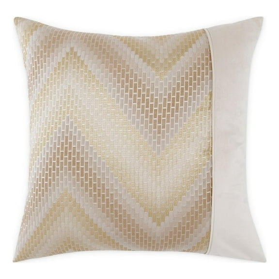 MICHAEL AMINI Infinity 21x21" Velvet Pillow in Gold/Cream Metallic Set of 2