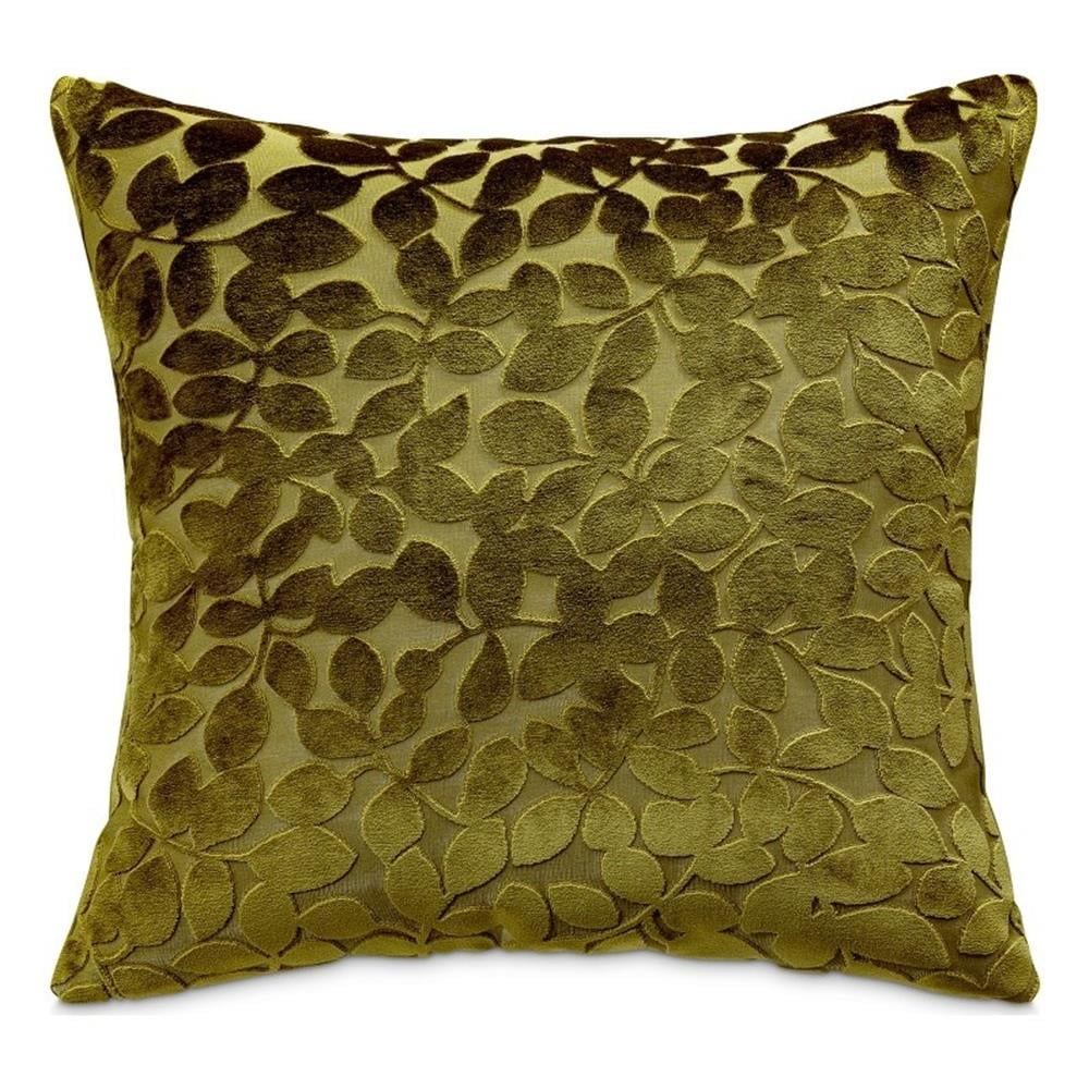 Olive Green Velvet Leaf Burnout Accent Pillows, Set of 2