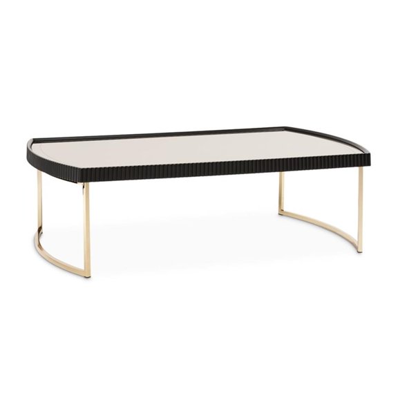 MICHAEL AMINI Lisbon Engineered Wood Cocktail Table in Silken Matte Black