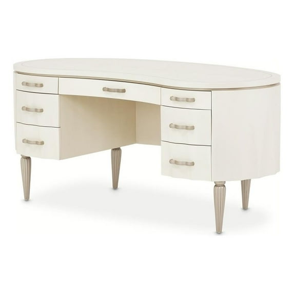 MICHAEL AMINI London Place Transitional Wood Desk in Creamy Pearl