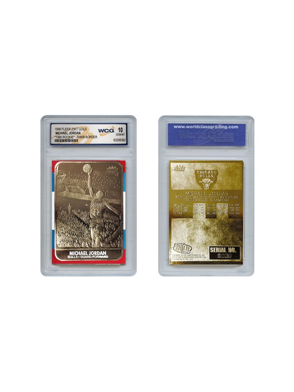 1998 Michael Jordan 1986 Fleer Rookie Design 23KT Gold Card R/W/B Border Graded Gem Mint 10