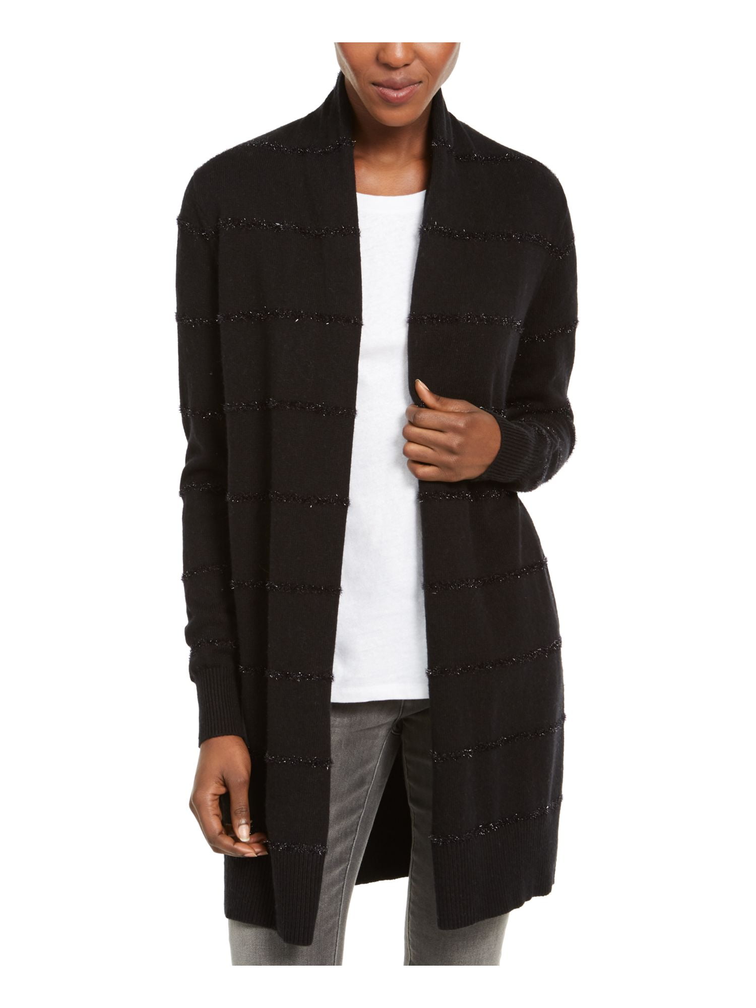 MICHAEL KORS 125 Womens New Black Tinsel Stripe Long Sleeve Sweater XL