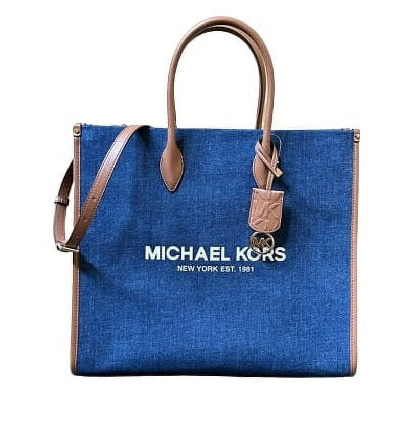 Michael Kors Blue/Brown Signature Denim and Leather Large Mirella Tote  Michael Kors