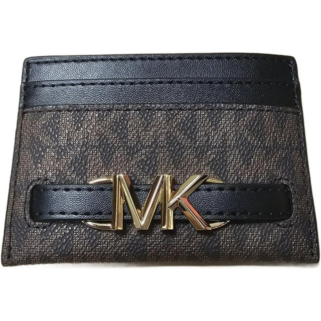 MICHAEL KORS 35S3G6RD3B REED BROWN/BLACK WITH GOLD HARDWARE WOMENS CARD CASE WALLET