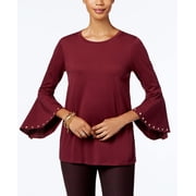 Michael Michael Kors Studded Bell Sleeve Top Merlot L