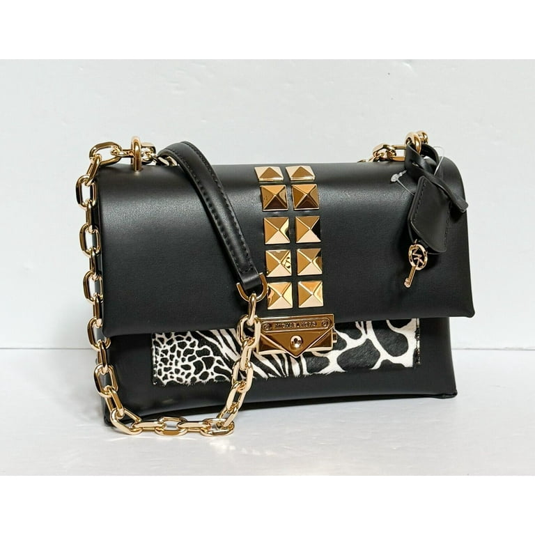 Michael Kors Cece Medium Black Crossbody Shoulder Bag with Flap Pocket Walmart