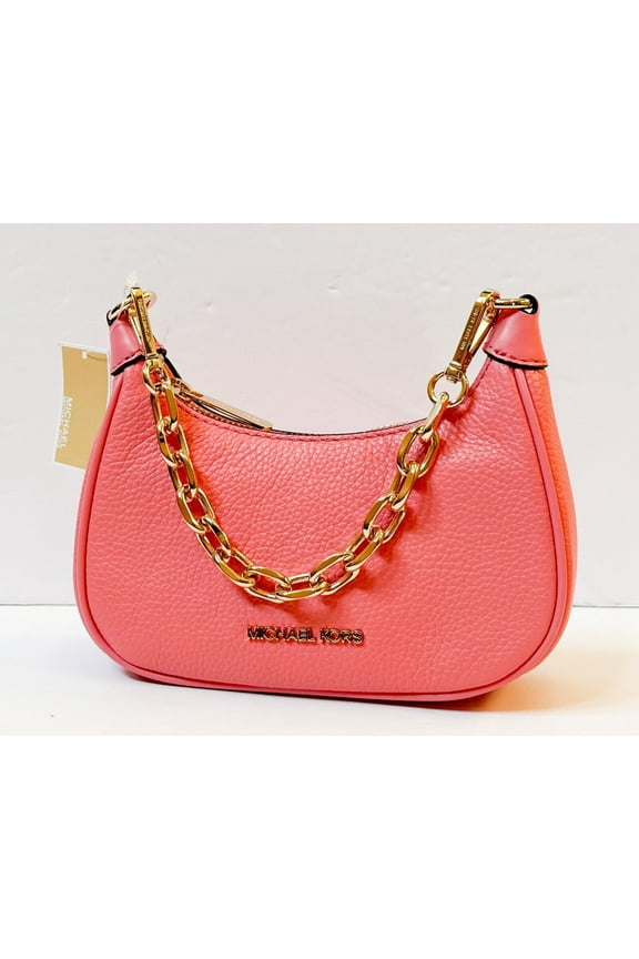 CORA MINI ZIP POUCHETTE CHAIN SHOULDER CROSSBODY BAG IN DARK SANGRIA