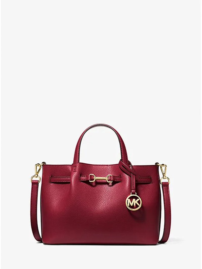 Michael Kors Deep Wine Pebbled Leather Mini Satchel with Gold Hardware Michael Kors Sheila Small Satchel, Faux Saffiano Leather  main image 2