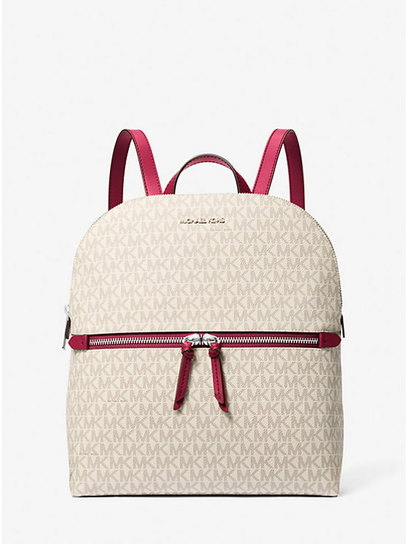 MICHAEL KORS Dallas Medium Signature Logo Backpack-DARK RASPBERRY