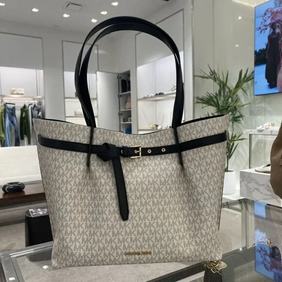 MICHAEL KORS Emilia Large Logo Tote Bag 35S1GU5T7B VANILLA