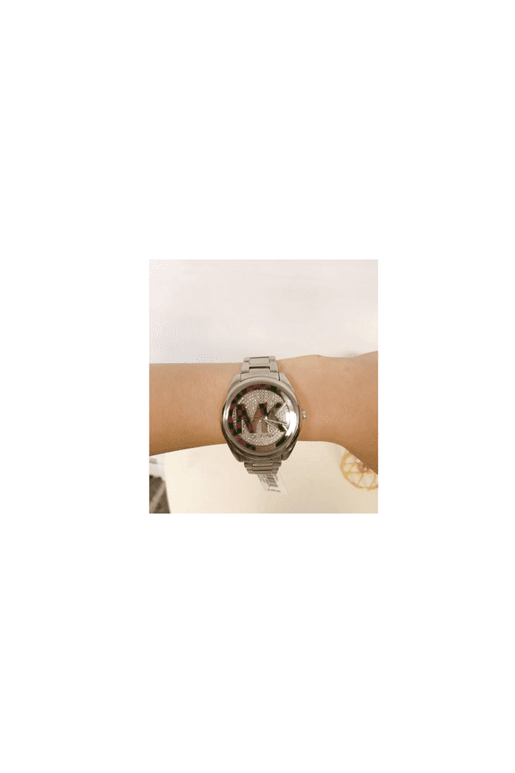 JANELLE SILVER CRYSTALS PAVE WOMEN'S MK7311 WATCH