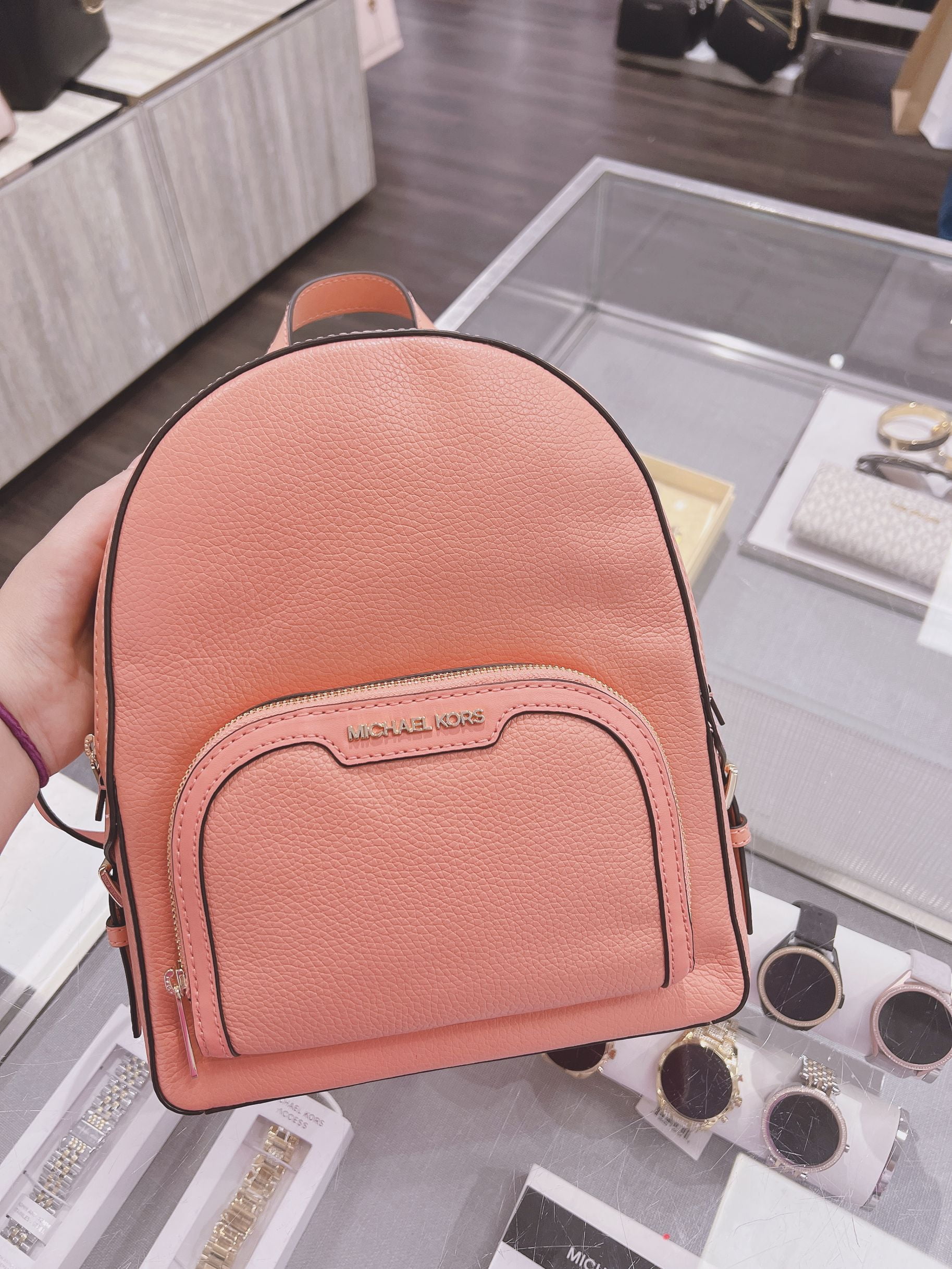 Michael Kors Jaycee Medium Zip PKT Backpack Sherbert Leather Michael Kors Jaycee Medium Zip Pocket Backpack Bag in  main image 3