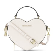 Michael Kors Jet Set Women Small PVC Heart Crossbody Purse Bag Light Cream Multi