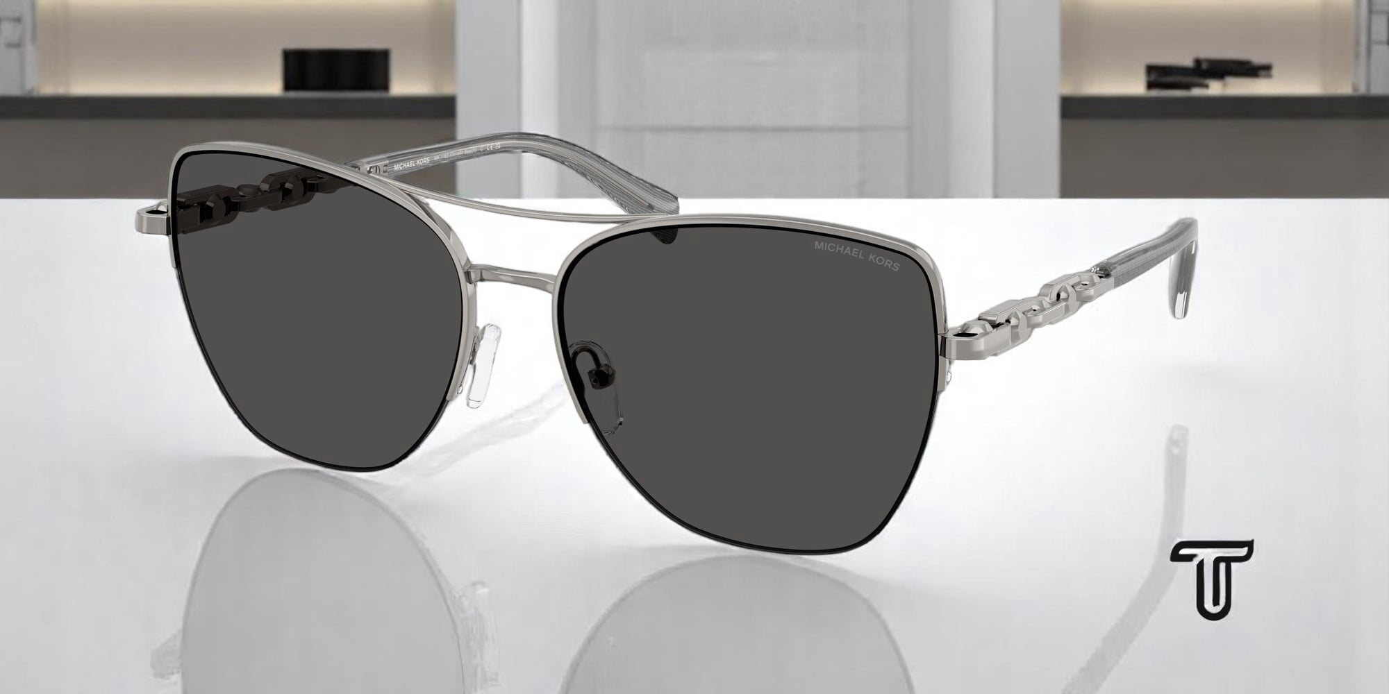 Michael Kors Grey Gunmetal Women\'s Sunglasses Michael Kors MK1163 DORADO BEACH Square Sunglasses For Women main image 3