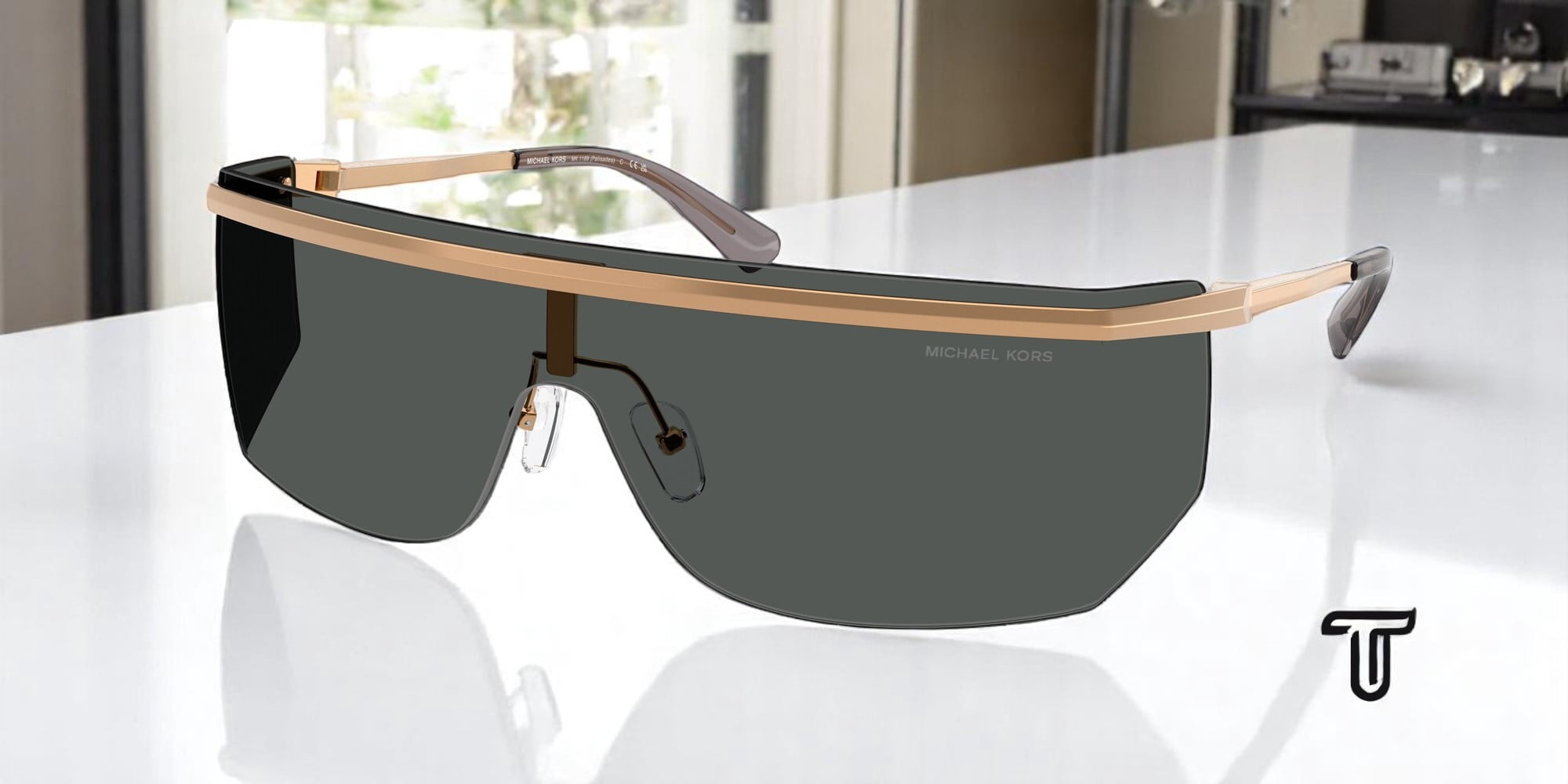 MICHAEL KORS MK1169 189987 Palisades Beige Gold Grey Solid 45 m Men's Sunglasses