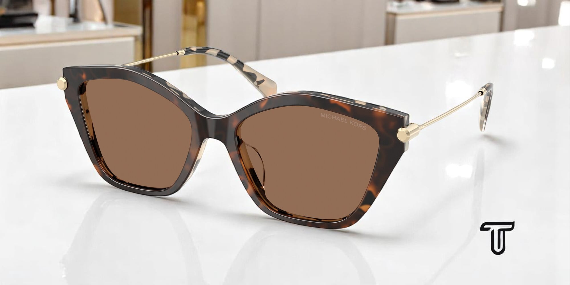 Michael Kors Brown Tortoise Sunglasses with Cream Case MICHAEL KORS MK2201 395173 Dark Tortoise Cream / Brown Solid  main image 2