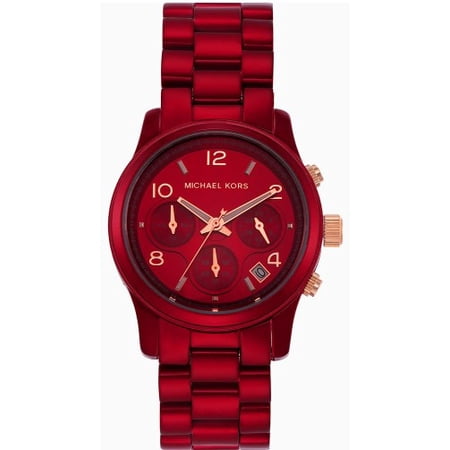 MICHAEL KORS MK7436 RED CHRONOGRAPH DIAL RED STAINLESS BRACELET WOMENS WATCH