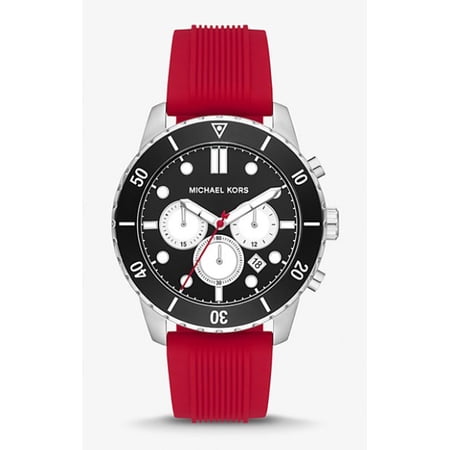 MICHAEL KORS Cunningham CHRONOGRAPH MK8973 BLACK DIAL RED SILICONE STRAP MENS WATCH