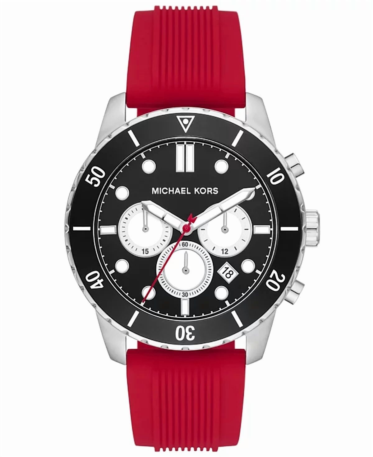 ⛔mk⛔ MICHAEL KORS Cunningham CHRONOGRAPH MK8973 BLACK DIAL RED