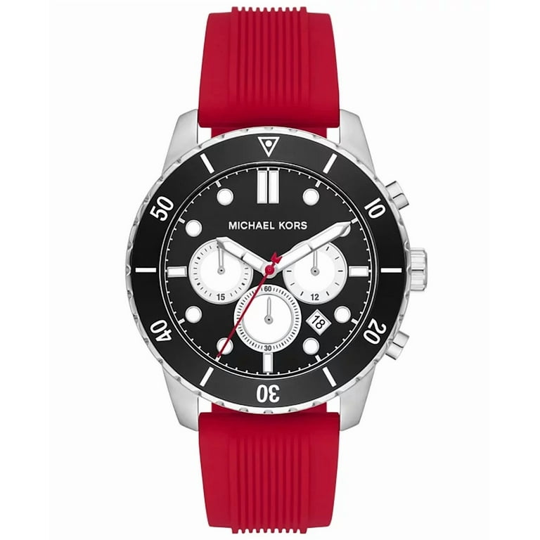 MICHAEL KORS Cunningham CHRONOGRAPH MK8973 BLACK DIAL RED SILICONE