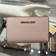 Michael Kors Medium Crossgrain Leather Bifold Wallet Powder Blush