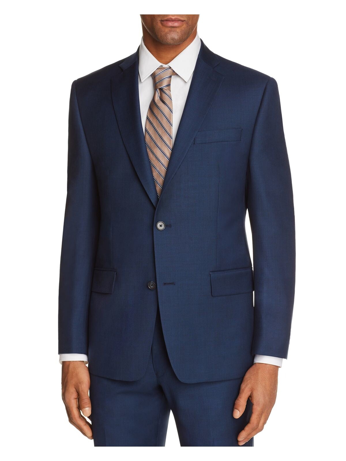 MICHAEL KORS Mens Blue Single Breasted, Classic Fit Wool Blend Blazer ...