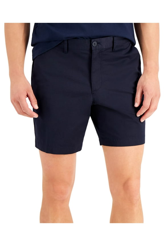 Mens Navy Flat Front, Shorts 34 Waist