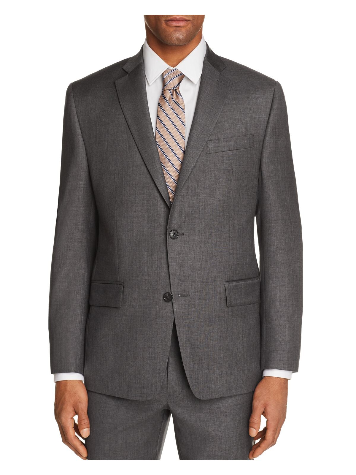 MICHAEL KORS Mens Sharkskin Gray Single Breasted, Classic Fit Wool Blend Blazer 40 - image 1 of 4