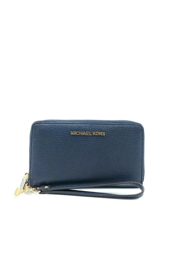 Navy Leather Wristlet