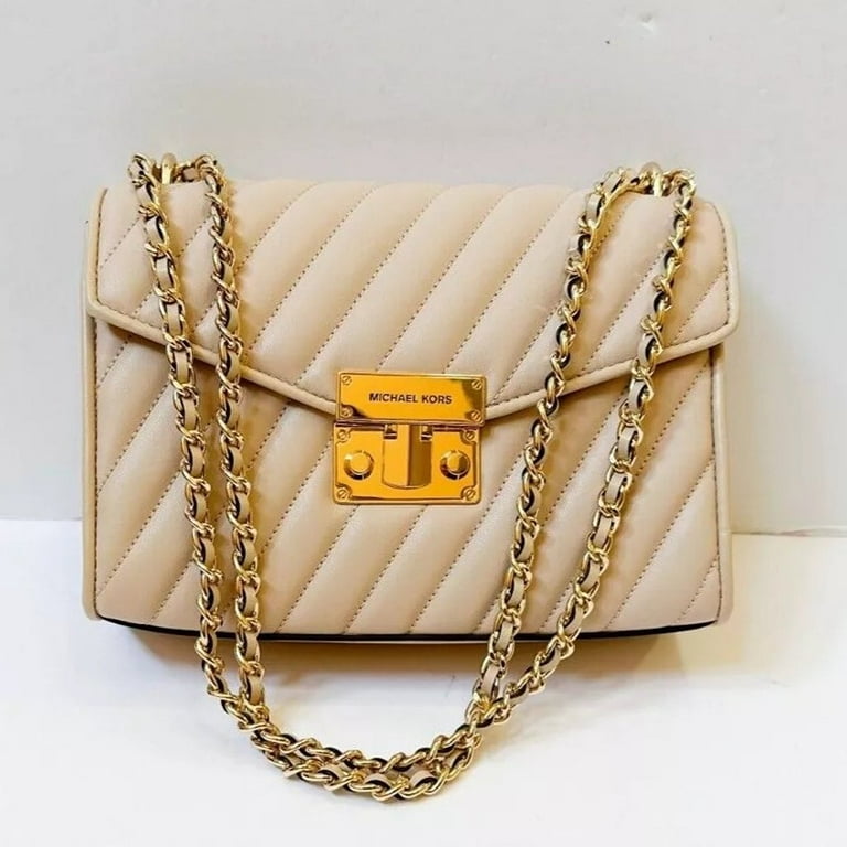 MICHAEL KORS ROSE MEDIUM FLAP CHAIN SHOULDER CROSSBODY BAG BUFF
