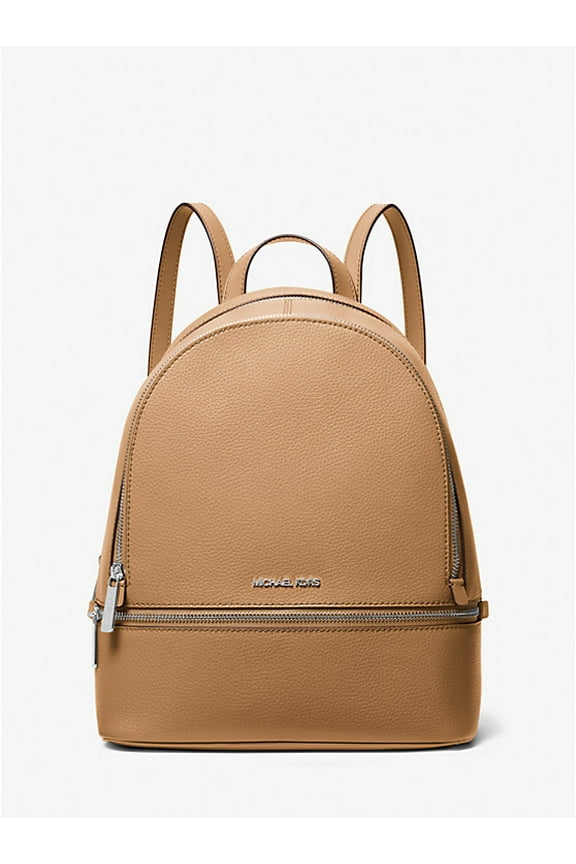 Rhea Medium Pebbled Leather Backpack-Peanut