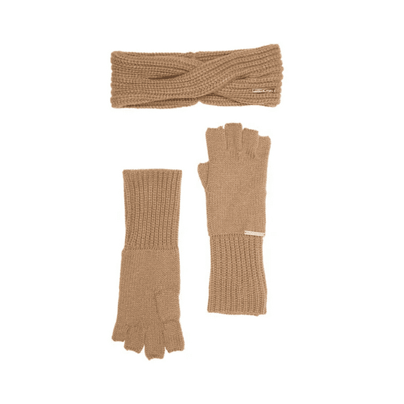 MICHAEL KORS Ribbed Fingerless Gloves & Twisted Headband Set One Size Gift Box