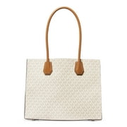 MICHAEL KORS White Logo Leather Tote Handbag Purse