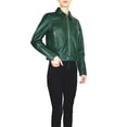 thumbnail image 1 of MICHAEL KORS Women's Waist Leather Jacket (DarkEmerald, XS), 1 of 2