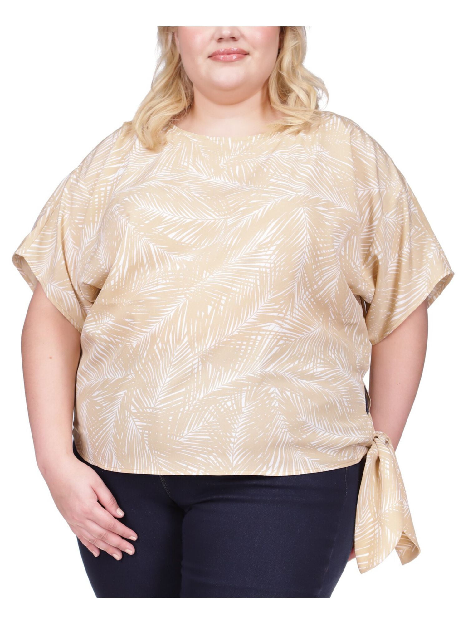 Michael Kors Top Women’s Size 3XL XXXL Tan Beige Gold Chain Print 3/4 deals Sleeve New