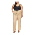 thumbnail image 1 of MICHAEL MICHAEL KORS Womens Beige Pocketed Drawstring Elastic Waist Wear To Work Straight leg Pants Plus 2X, 1 of 4