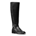 thumbnail image 1 of MICHAEL KORS Womens Black Hardware Detail Stretch Finley Round Toe Block Heel Zip-Up Leather Riding Boot 5 M, 1 of 4