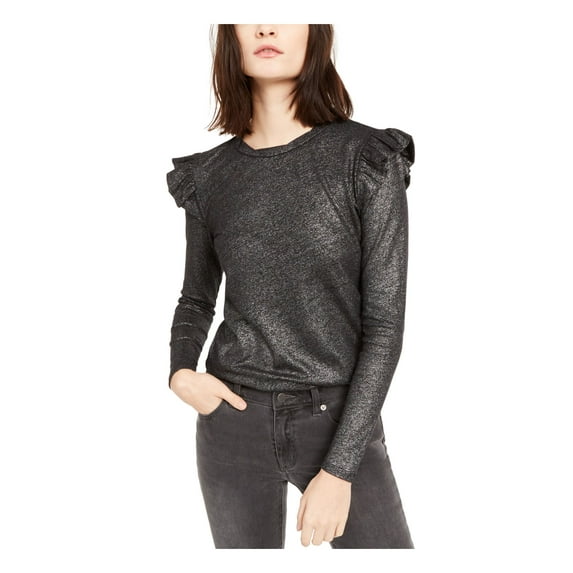 MICHAEL KORS Womens Black Long Sleeve Top Size: M