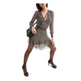 thumbnail image 1 of MICHAEL KORS Womens Brown Long Sleeve Mini Fit + Flare Party Dress M, 1 of 3