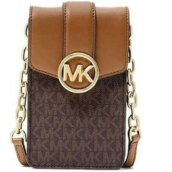 MICHAEL KORS Womens Carmen Small Logo Smartphone Crossbody Bag 35S2GNMC5B-847 (Brown)