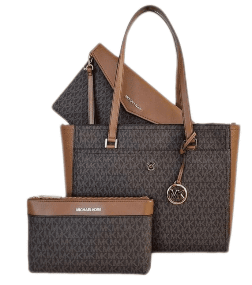 MICHAEL KORS Womens Maisie 3 In 1 Bundle Large Top Zip Tote Crossbody Pouch Wristlet