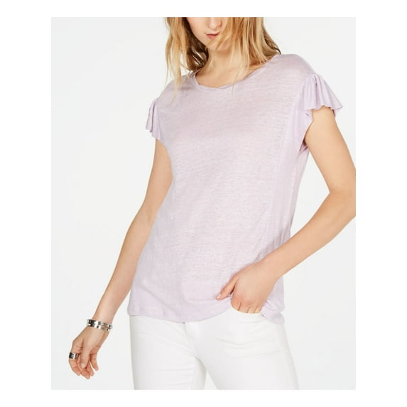 MICHAEL KORS Womens Purple Heather Short Sleeve Top Size: XL