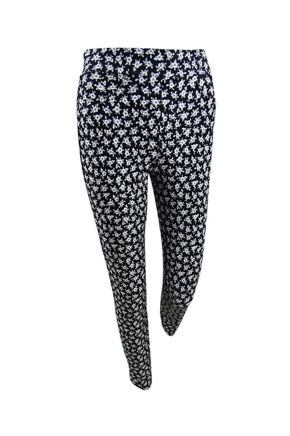 MICHAEL KORS Womens Textured Floral High Waist Leggings Plus Black 0X