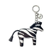 MICHAEL KORS Women's Zebra Animal Print Keychain Key Fob Bag Charm (Black & White)