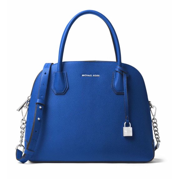 MICHAEL MICHAEL KORS MERCER LARGE DOME ELECTRIC BLUE LEATHER SATCHEL BAG